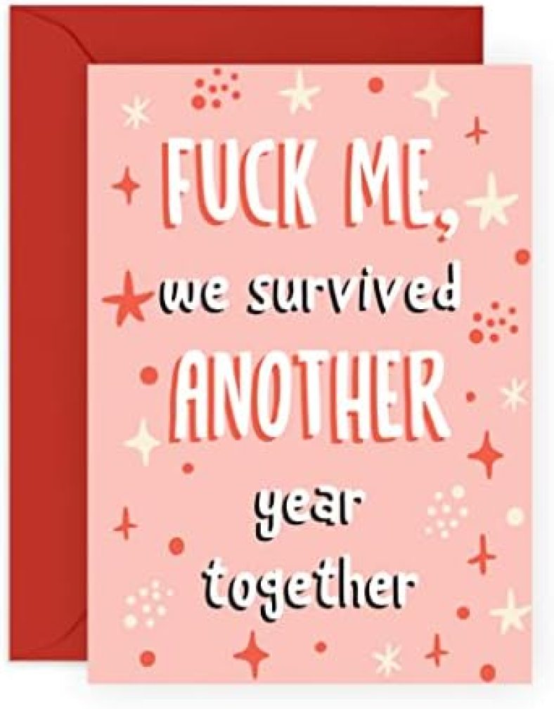 CENTRAL 23 Anniversary Cards For Husband Or Wife – Survived Another Year Sparkles – Wedding Anniversary Card For Couple – Gifts For Him Her Girlfriend Boyfriend Partner – Comes With Fun Stickers