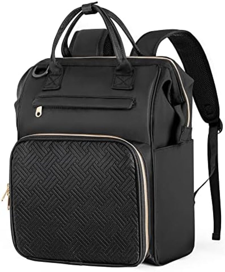 Fasrom Teacher Bag Backpack for Work Women with 14 Inches Laptop Compartment and Pockets for Teacher Supplies (Empty Bag Only, Patent Design), Black