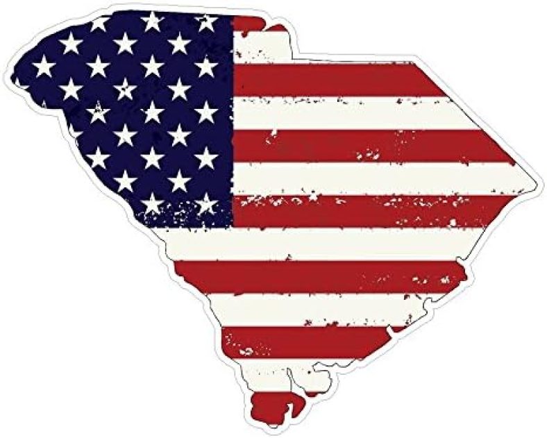 CustomDecal US South Carolina State (J41) USA Flag Distressed Vinyl Decal Sticker Car/Truck Laptop/Netbook Window