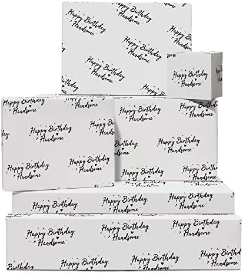 CENTRAL 23 Gray Wrapping Paper for Men – 6 Sheets Giftwrap – Birthday Gift Wrap for Son Boyfriend Husband – Comes With Fun Stickers – Recyclable