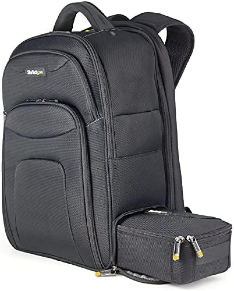 StarTech.com Unisex Backpack Ergonomic Computer Bag with Removable Accessory Case-Laptop/Tablet Pockets-Nylon, Black, 17.3″ Professional IT Tech Backpack for Work/Travel/Commute (NTBKBAG173)