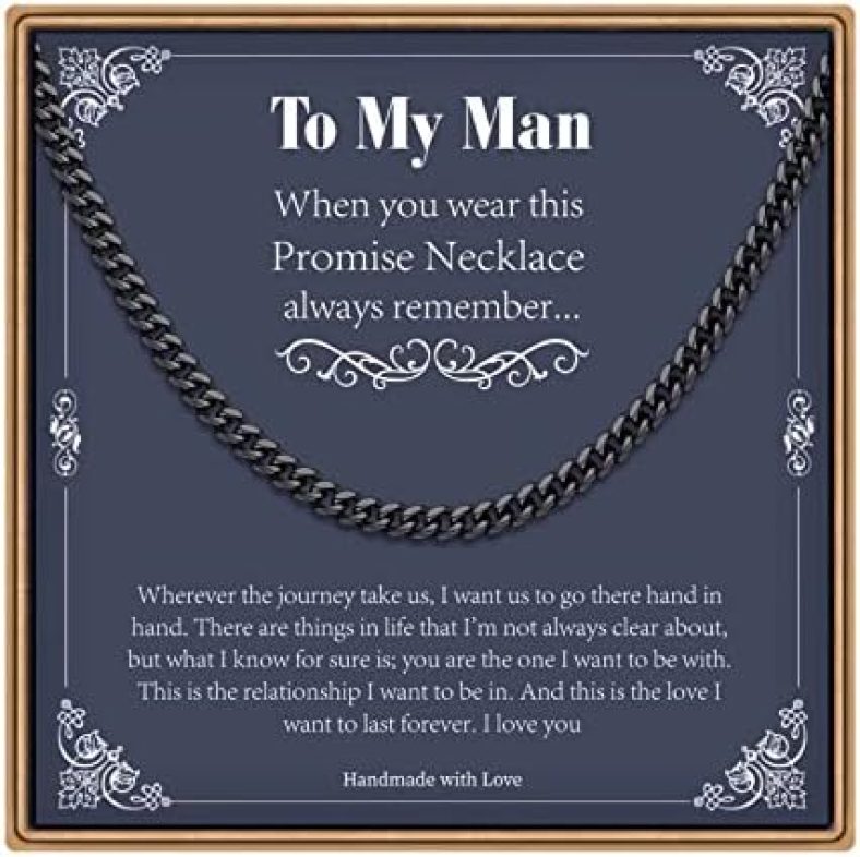 IEFLIFE Cuban Chain Gifts for Men, Black/Gold/Silver Chunky Cuban Link Chain Gifts for Men Him Boys Fathers Day Valentines Christmas Gifts for Dad Son Grandpa Boyfriend Step Dad Husband