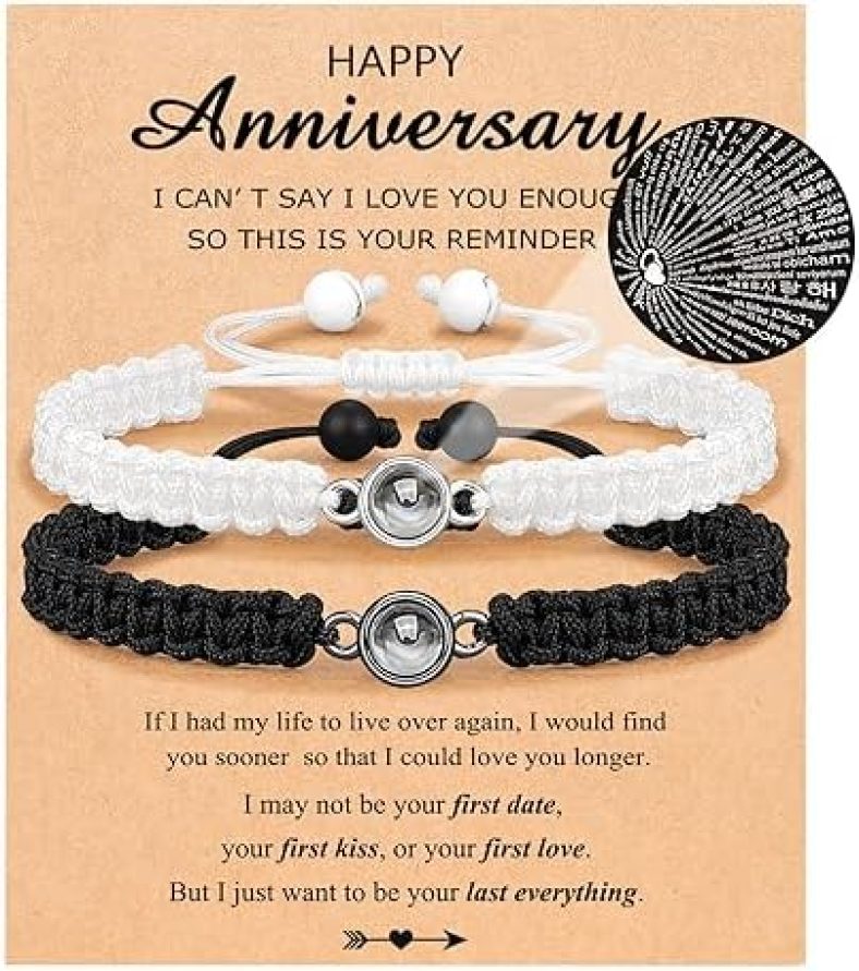 UNGENT THEM I Love You 100 Languages Braided Rope Bracelets Couples Gifts for Boyfriend, Girlfriend, My Love, Soulmate, Anniversary Valentines Day Birthday Christmas Gift for Him and Her…