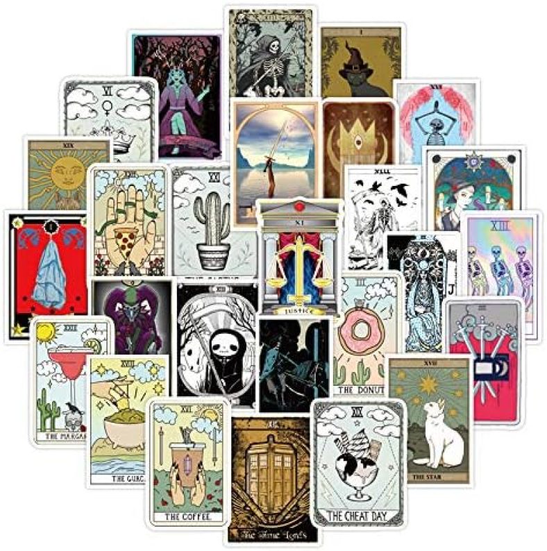 king maoshen 50PCS Tarot Divination Stickers for Laptop and Computer, Astrology Waterproof Vinyl Stickers for Water Bottle Hydro Flask Car Bumper Luggage (Tarot Divination)