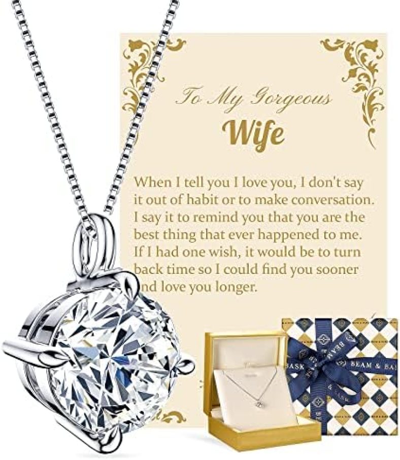 Anniversary Romantic Gift for Her, Birthday Gifts for Wife from Husband, Moissanite Diamond Pendant Necklaces for Women, Best Jewelry Present to Girlfriend Mom Daughter for Christmas Valentines