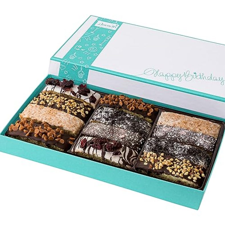 Barnetts Birthday Gifts for Women & Men, Gourmet Chocolate Biscotti Cookies, Unique Prime Food Happy Birthdays Gift Basket, For Her Wife Mom Dad Sister Girls, From Husband Boyfriend Daughter, Italian Cake Box Cookie Baskets Delivery