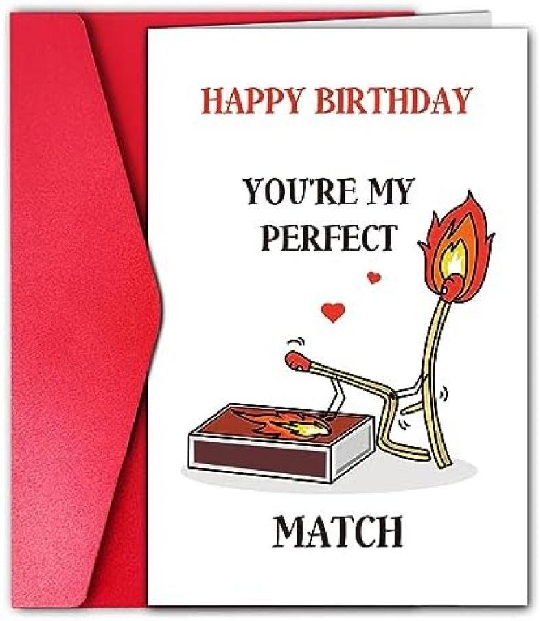 GYYsweetus Funny Birthday Card for Wife Girlfriend, Internet Love Birthday Card from Husband Boyfriend, Bday Gift for Women Her Female (You Are My Perfect Match)