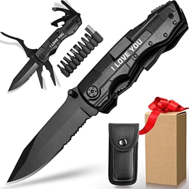 Gifts for Boyfriend Husband Him, Multitool Knife“I LOVE YOU”, Anniversary Unique Gifts for Him, Christmas Stocking Stuffers, Valentines Day, Birthday Gift Ideas, Boyfriend Gifts.