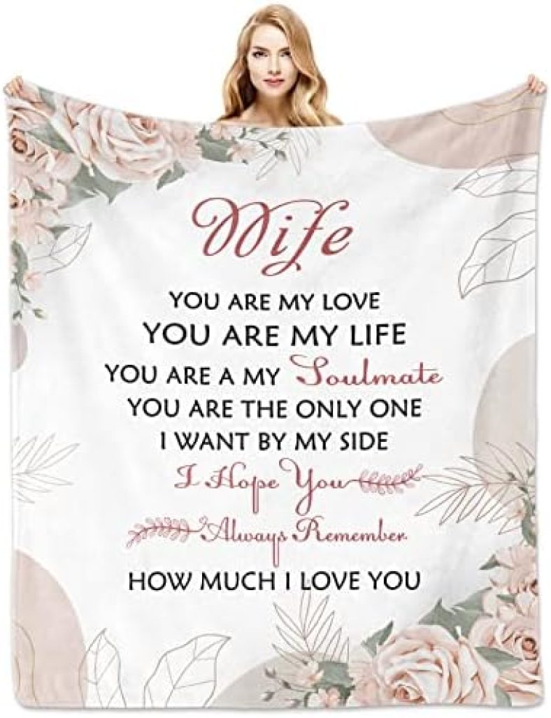 Gifts for Wife from Husband, Wife Gifts Blanket 60″x50″, Birthday Gifts for Wife, Gift for Her, Wife Gift Ideas for Anniversary Christmas Valentine’s Day Mothers Day, To My Wife Blanket from Husband