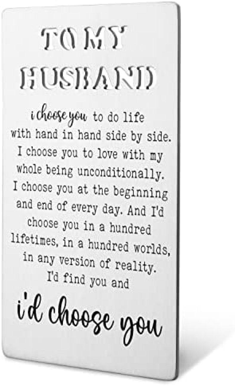 Husband Wallet Card From Wife Anniversary Card for Him Husband Hubby Engraved Wallet Insert Card I Love You Gifts Love Notes for Husband Long Distance Relationship Birthday Gifts for Husband Hubby Him BEC1