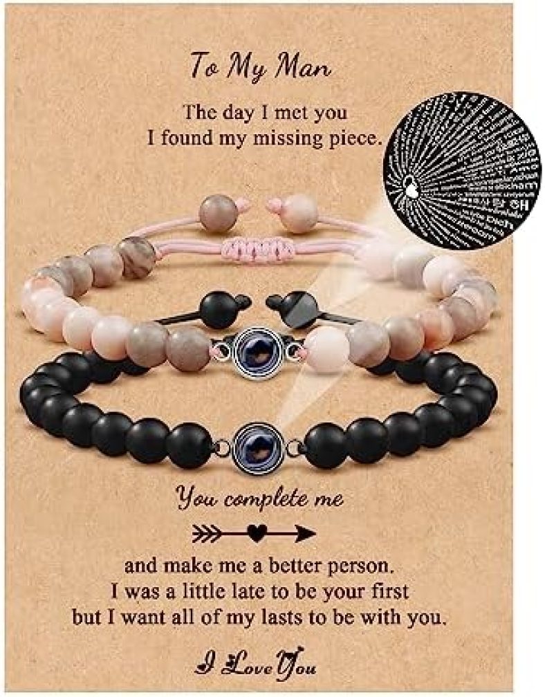 JoycuFF I Love You 100 Languages Couples Bracelets Gift To My Man Boyfriend Girlfriend Soulmate My Love Husband Wife Fiance Anniversary Birthday Christmas Gifts for Her Him