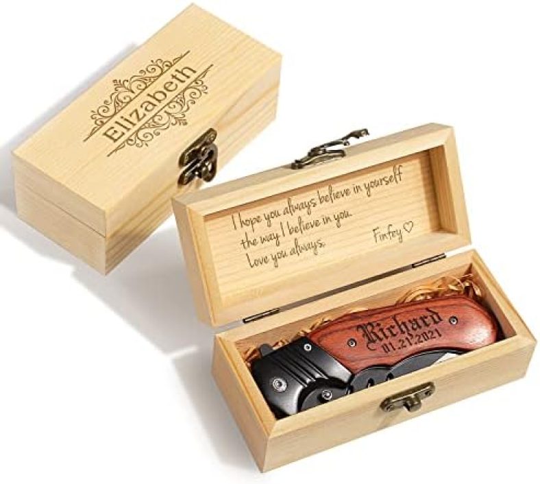 Personalized Engraved Pocket Knife With Gift Box – Custom Knifes For Husband, Boyfriend, Dad, Son, Brother, Uncle, Grandpa As Birthday, Anniversary, Father’s Day, Christmas Gifts