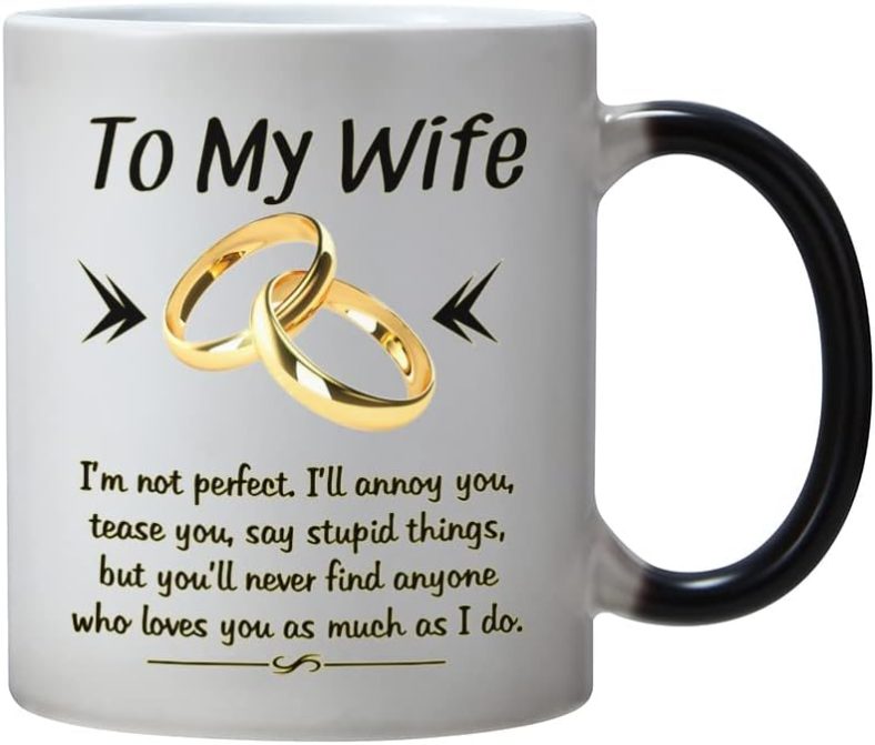 Wife Gifts from Husband,Funny Color Changing Wife Coffee Mug 11-OZ Ceramic Cup-Wife Birthday Gifts Ideas,Romantice Wedding Anniversay Christmas Valentines Day Gifts for Wife for Her