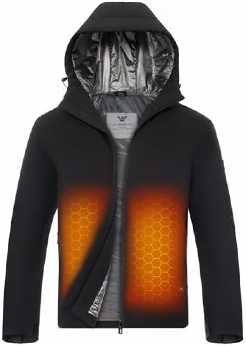 Wulcea Men’s Graphene Heated Jacket Super Aerogel lining Lock Heat Large Capacity Battery 16000mAh