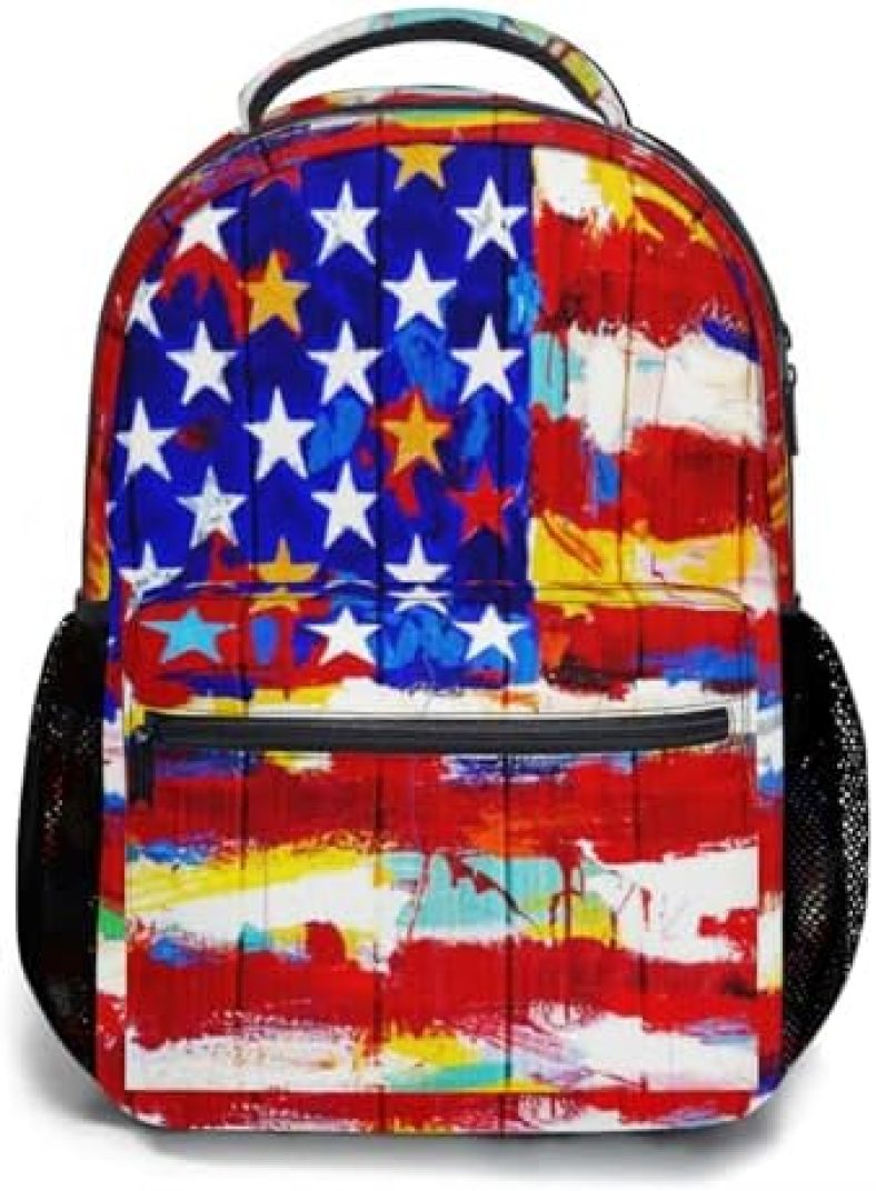 Miaoquhe American Flag Painting Backpack Patriotic USA Laptop Backpacks for Boys Girls, Water Resistant School Bookbag for School Travel Hiking Camping Daypack