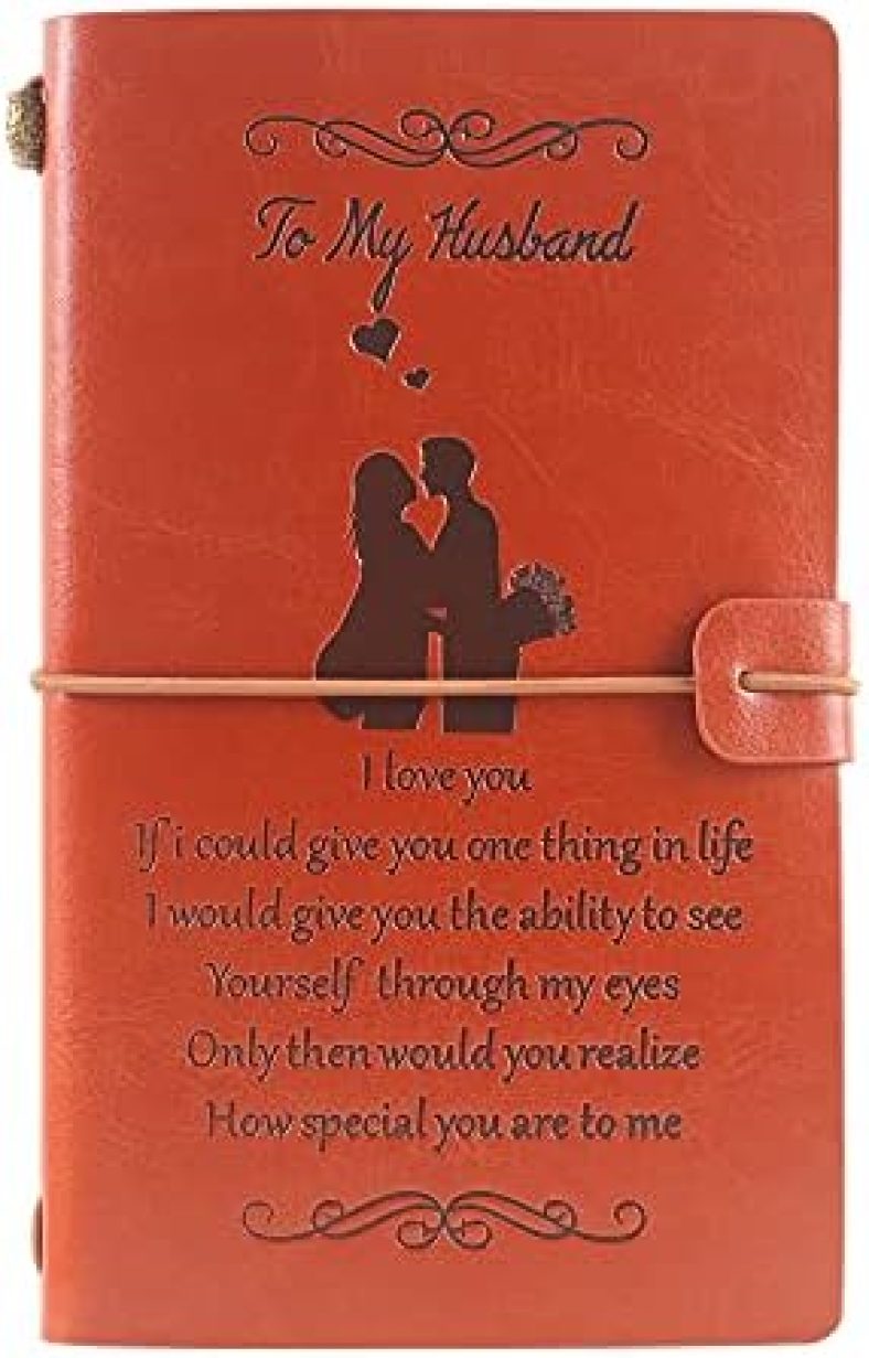 Engraved Leather Notebook To My Husband Gifts – Never Forget That I Love You – from Wife Diary Journal for Husband Perfect Birthday Christmas Anniversary Valentine’s Day Gifts