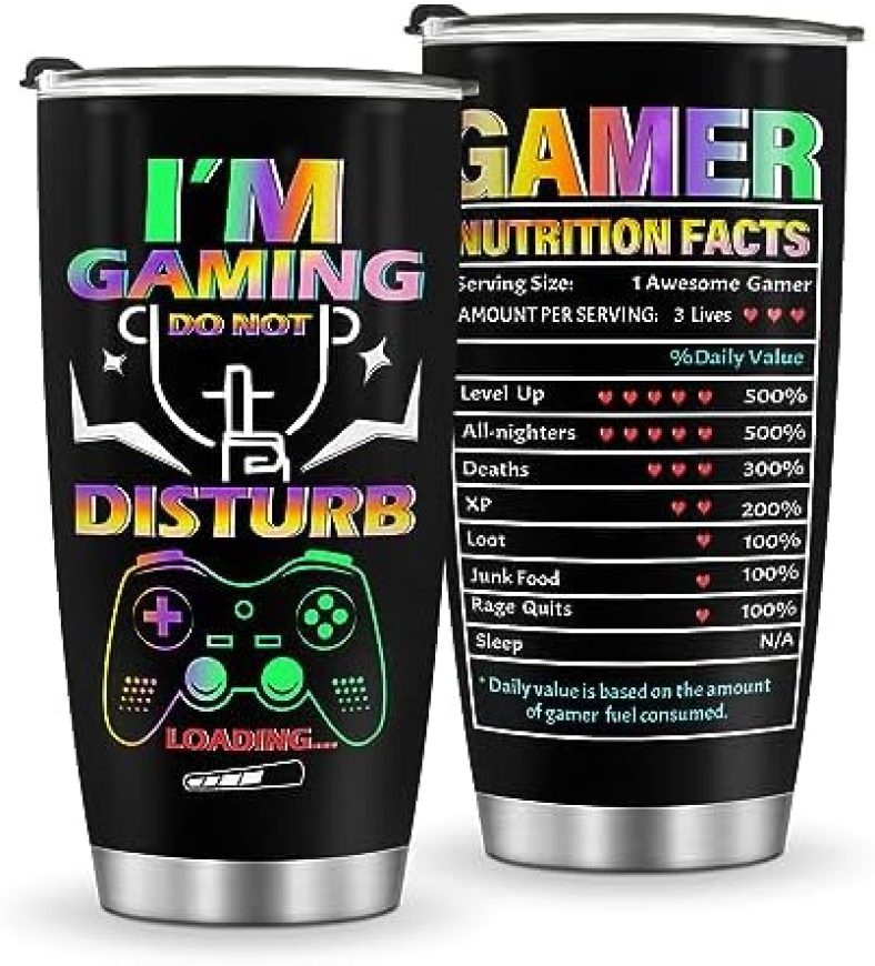 Jekeno Mug Tumbler Gifts for Boys – Gamer Gaming Gamepad Presents for Kids Boys Teen Son Birthday Halloween Christmas Game Controller Cup for Husband Father Dad Coffee Tumbler 20oz Stainless Steel