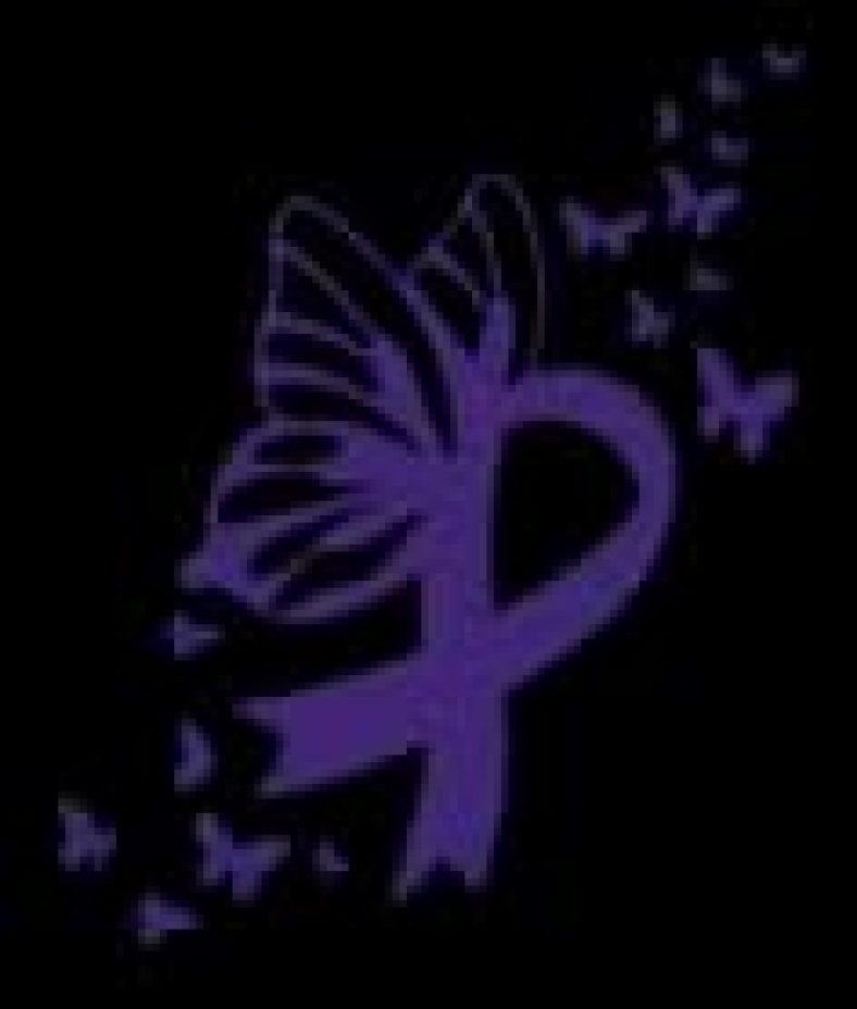 Butterfly Pancreatic Cancer Vinyl Decal | Purple | Made in USA by Foxtail Decals | for Car Windows, Tablets, Laptops, Water Bottles, etc. | 3.7 x 4.5 inch