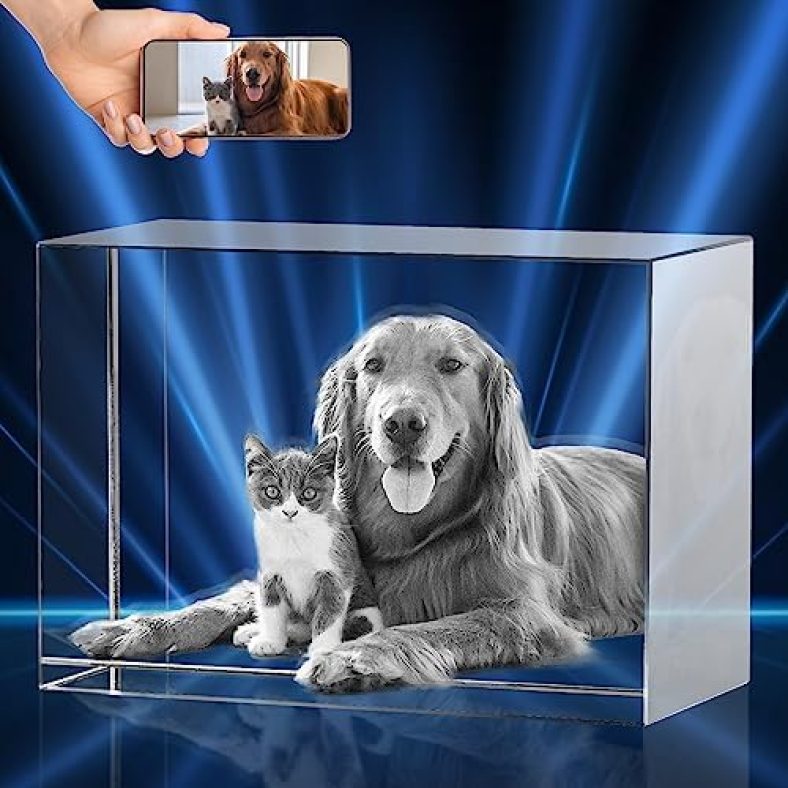 3D Aumvoy Crystal Photo Personalized Gifts With Own Picture for Women, Men, Dad, Mom, Laser Photo Etched Engraved Inside Crystal, LED Light Base with Gift Box