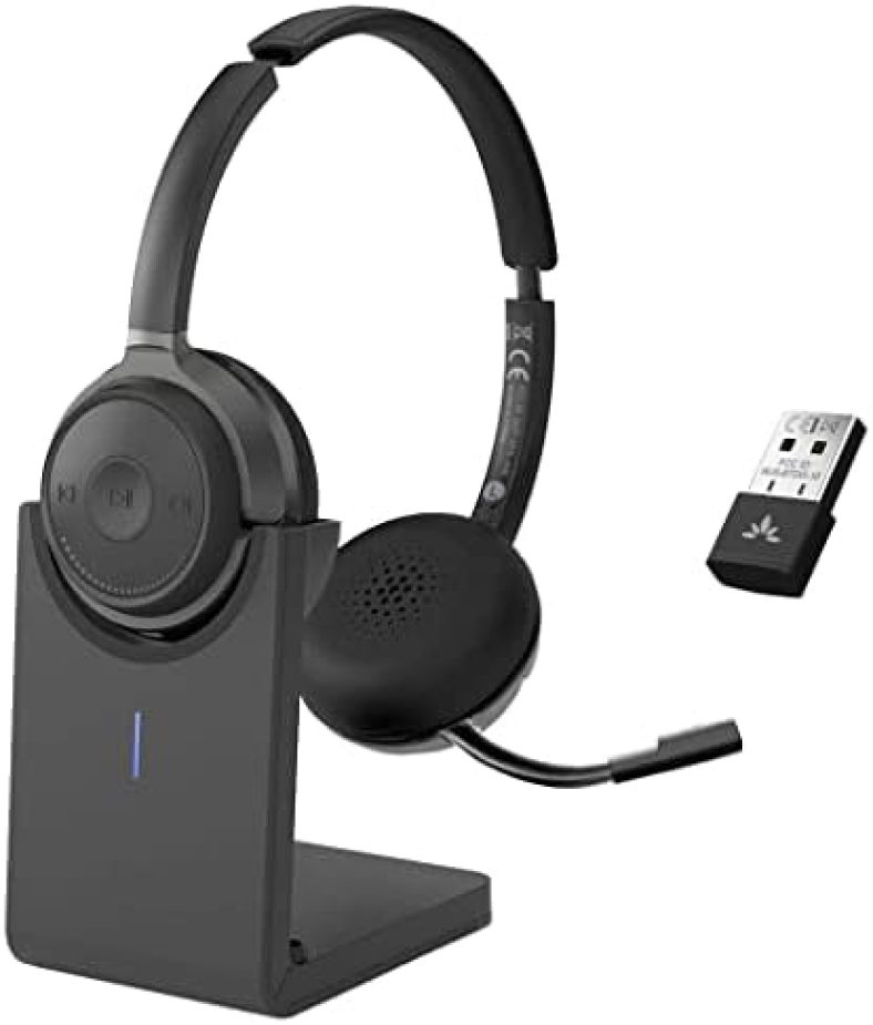 Avantree Alto Clair 2 – Multifunctional Bluetooth Headphones & Detachable Noise-Filtering Mic with Wired & Wireless Headset Modes, Dual Link Connectivity for PC, Computer & Phone, Clear Calls Anywhere