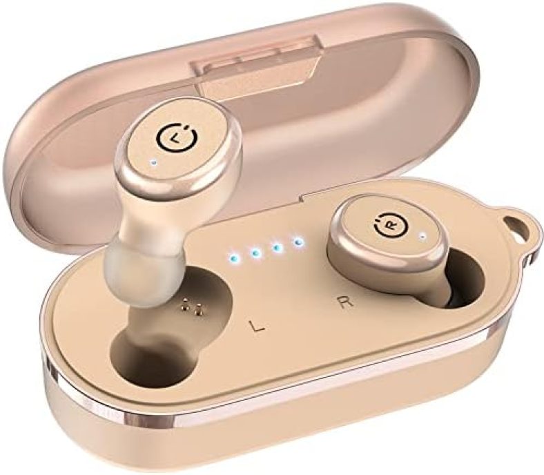 TOZO T10 Bluetooth 5.3 Wireless Earbuds with Wireless Charging Case IPX8 Waterproof Stereo Headphones in Ear Built in Mic Headset Premium Sound with Deep Bass for Sport Khaki