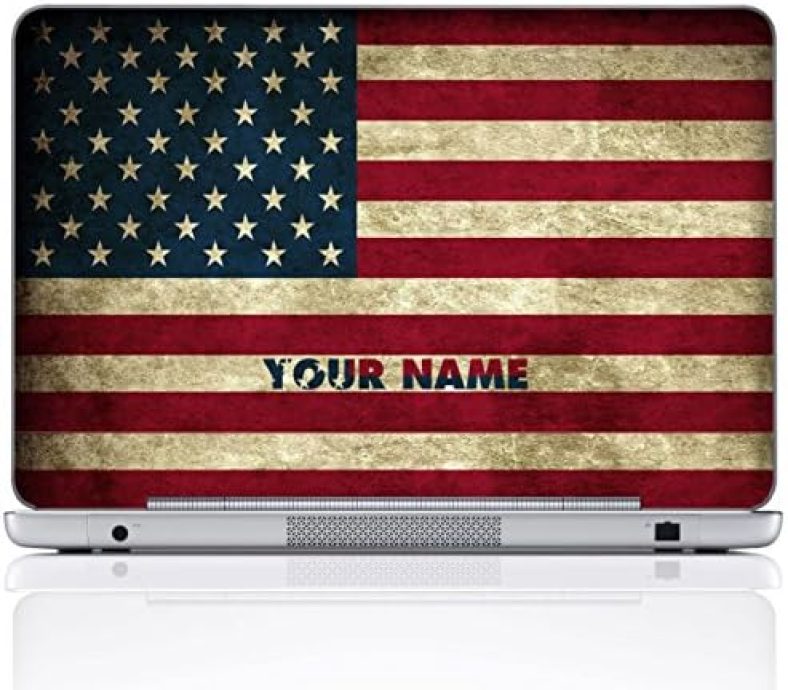 Meffort Inc Personalized Laptop Notebook Notebook Skin Sticker Cover Art Decal, Customize Your Name (14 Inch, USA Flag)