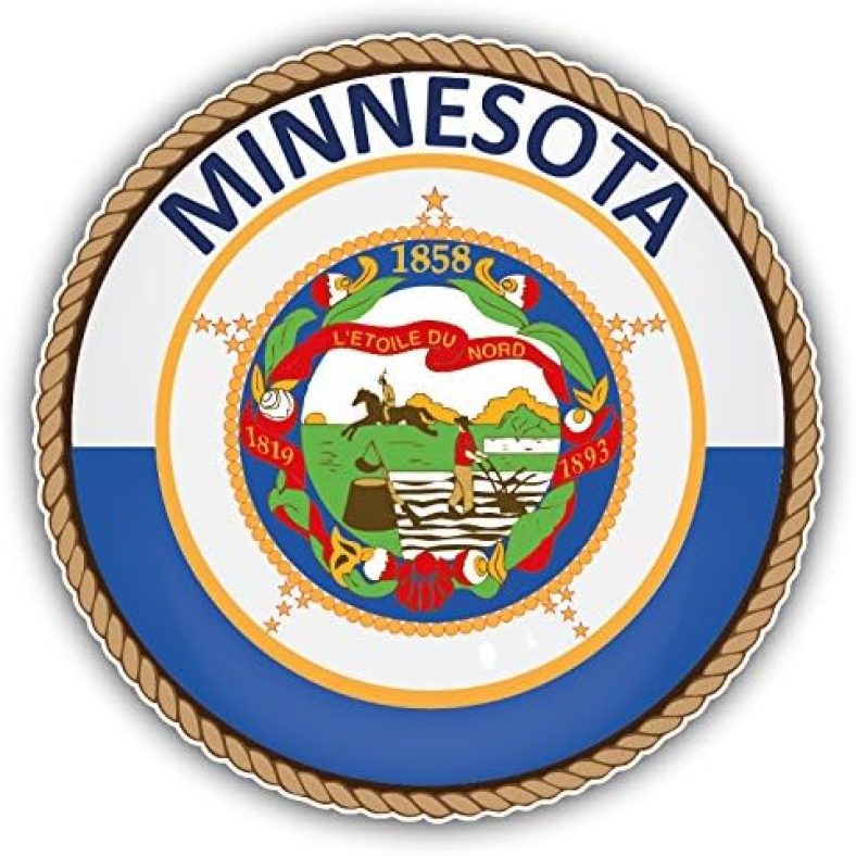 Minnesota USA State Seal Bumper Sticker | Car Decor, Laptop Computer, Water Bottle, Wall, Window Waterproof Vinyl Decal