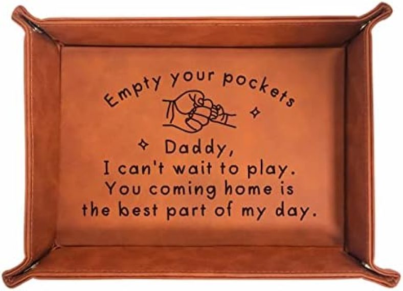 Birthday Gift for Dad, Christmas Tray Present for Dad Husband, PU Leather Tray for Dad, Best Dad Gifts from Son Daughter, New Dad Gifts for Husband from Wife, Sentimental Gifts for Thanksgiving