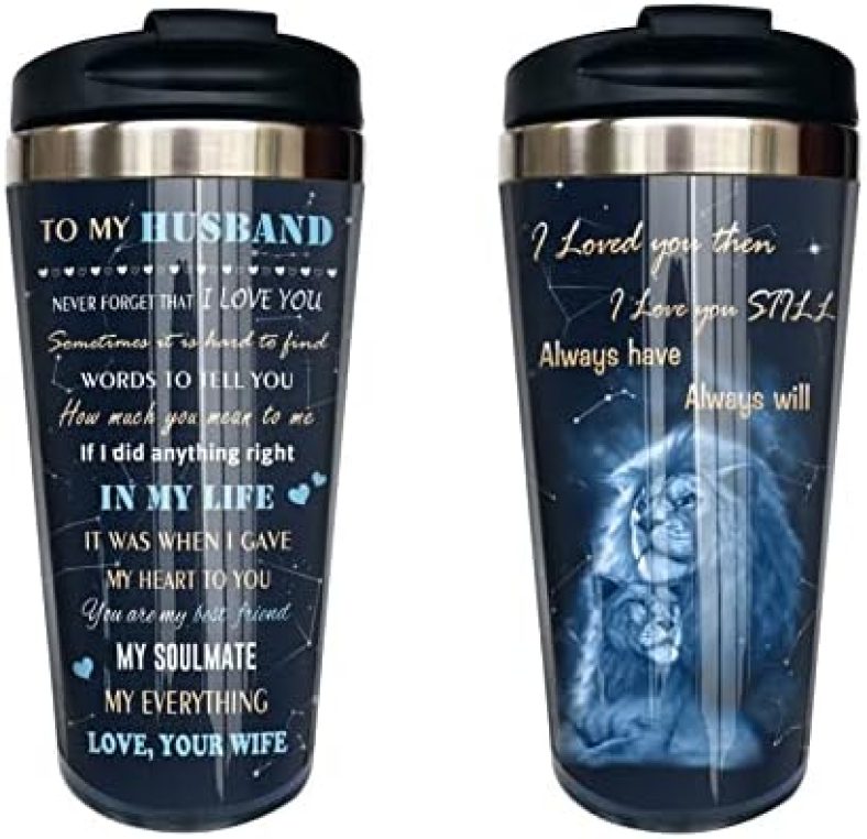 CVROY Husband Gift Ideas Tumbler – Couple Wedding Anniversary Romantic Gifts for Husband – I Love You Gifts for Him – To My Husband Birthday Gifts from Wife for Father’s Day – Funny Coffee Cup 15oz