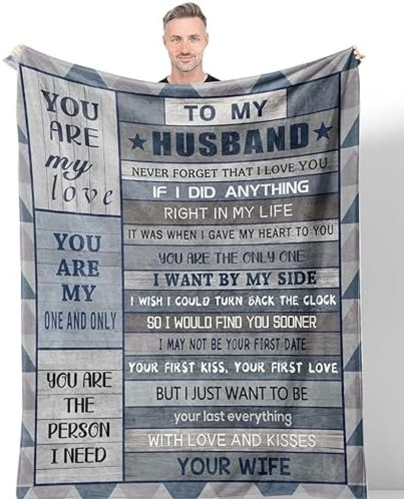 Hocgiwd Husband Gifts Blanket, Gifts for Husband/Him Blanket 60″x50″, Anniversary Birthday Gifts for Husband, Husband Birthday Gifts from Wife, Husband Birthday Gift Ideas, Best Husband Gifts for Men 