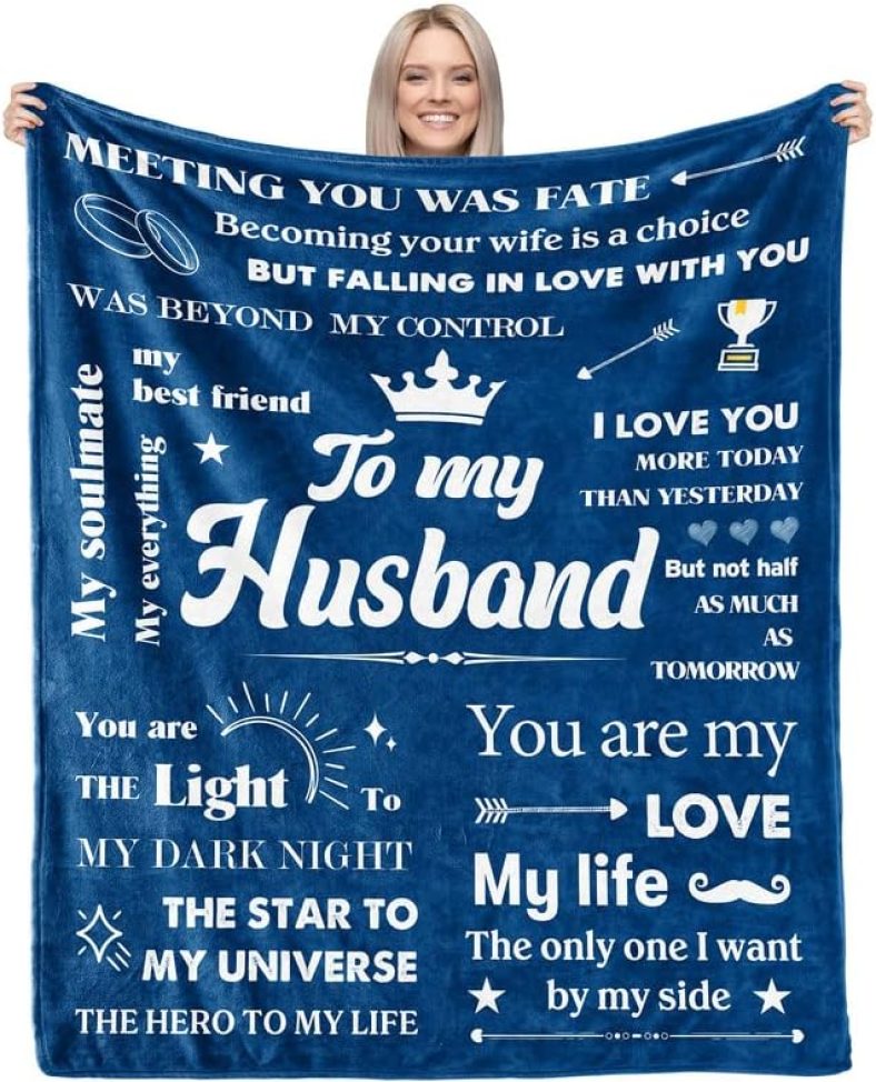 Father’s Day Birthday Gifts for Husband from Wife, Romantic Husband Birthday Gift from Wife to My Husband Blanket Christmas Anniversary Valentines Gifts for Husband from WifeThrow Blanket 50*60