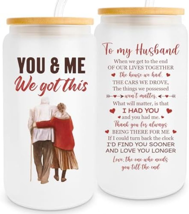 Frerdui Gifts for Husband from Wife, Gifts for Him, To My Husband Gifts, Gifts for Him Husband, Birthday Gifts for Husband, I Love You Gift for Him, Romantic Gifts for Him – 16oz Husband Can Glass