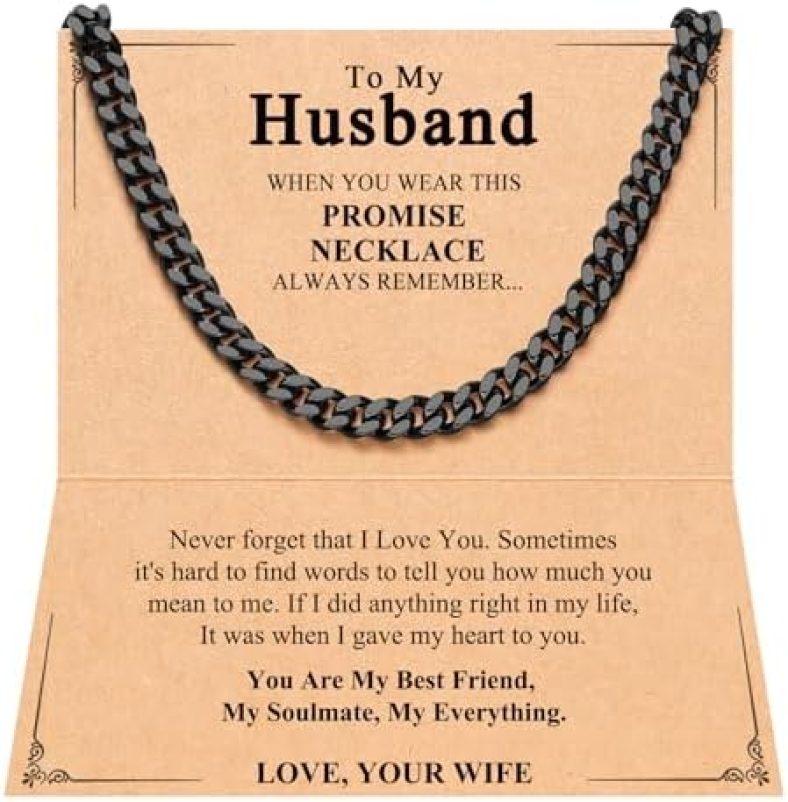 PINKDODO Stainless Steel Mens Cuban Link Chain 20 Inches Promise Necklace for Him Men Boyfriend Husband Son Brother Valentines Day Anniversary Christmas Birthday Gift Ideas