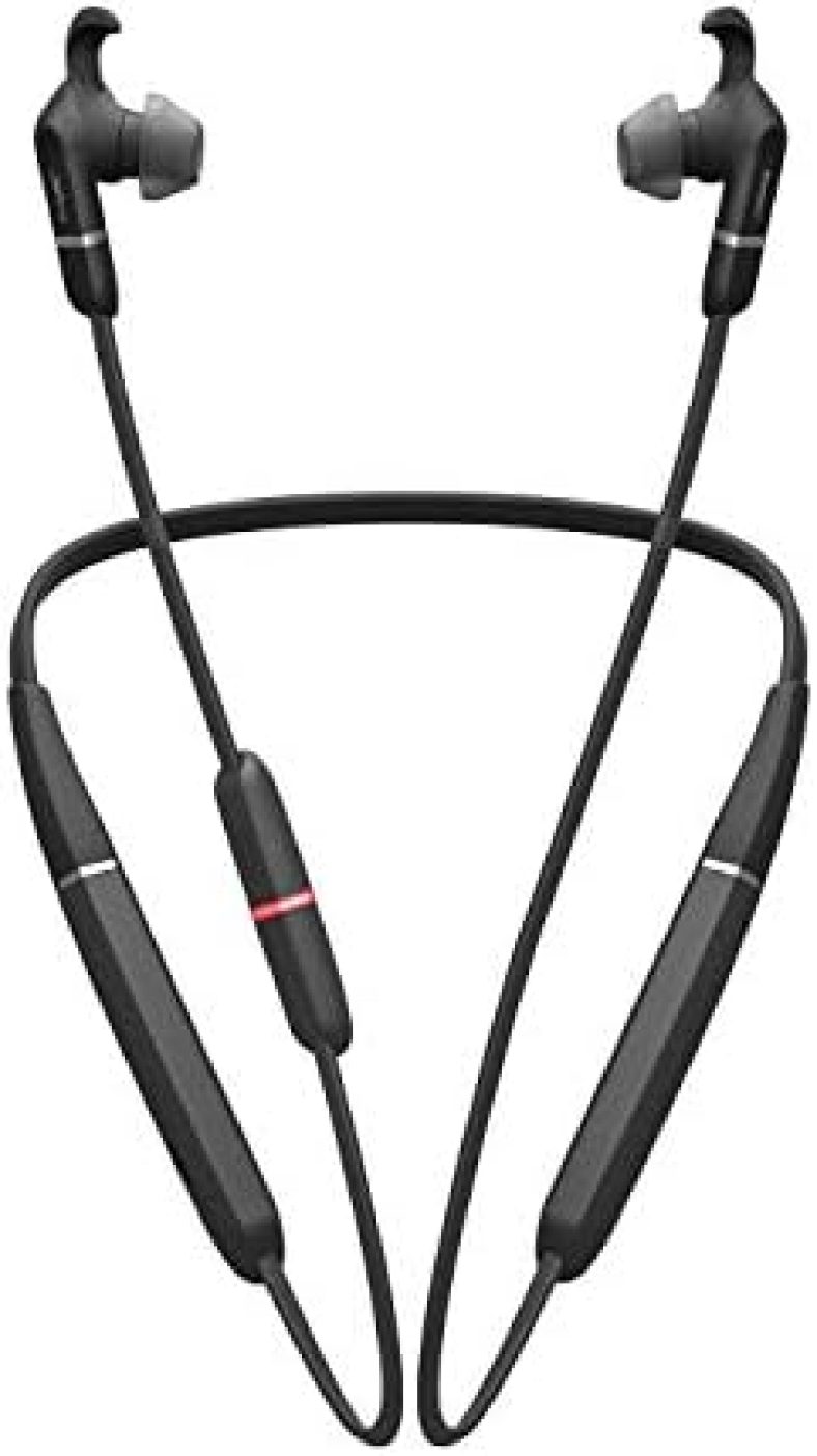 Jabra Evolve 65e Wireless Neckband Headset, Link 370, MS-Optimized – Bluetooth Headset with up to 13 Hours of Battery Life – Superior Sound for Calls and Music – Passive Noise Cancelling Headset,Black