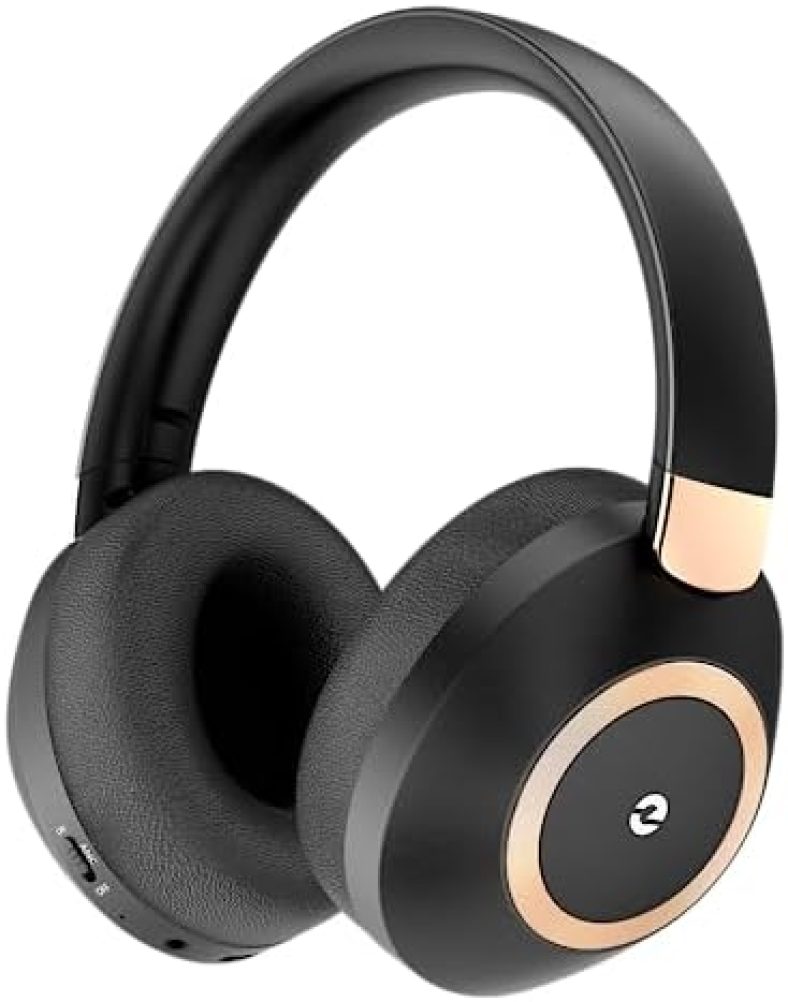 Active Noise Cancelling Headphones, 100H Playtime Headphones Wireless Bluetooth, Bluetooth Headphones with Microphone, Over- Ear Wireless Headphones with Deep Bass for Travel (Black)