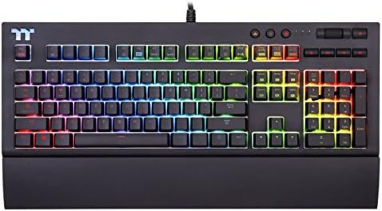 Thermaltake Tt Premium X1 RGB Smartphone Enabled Voice-Controlled AI 16.8 Million Color with 12 Lighting Effects Cherry MX Blue Switches Mechanical Gaming Keyboard KB‐TPX‐BLBRUS‐01