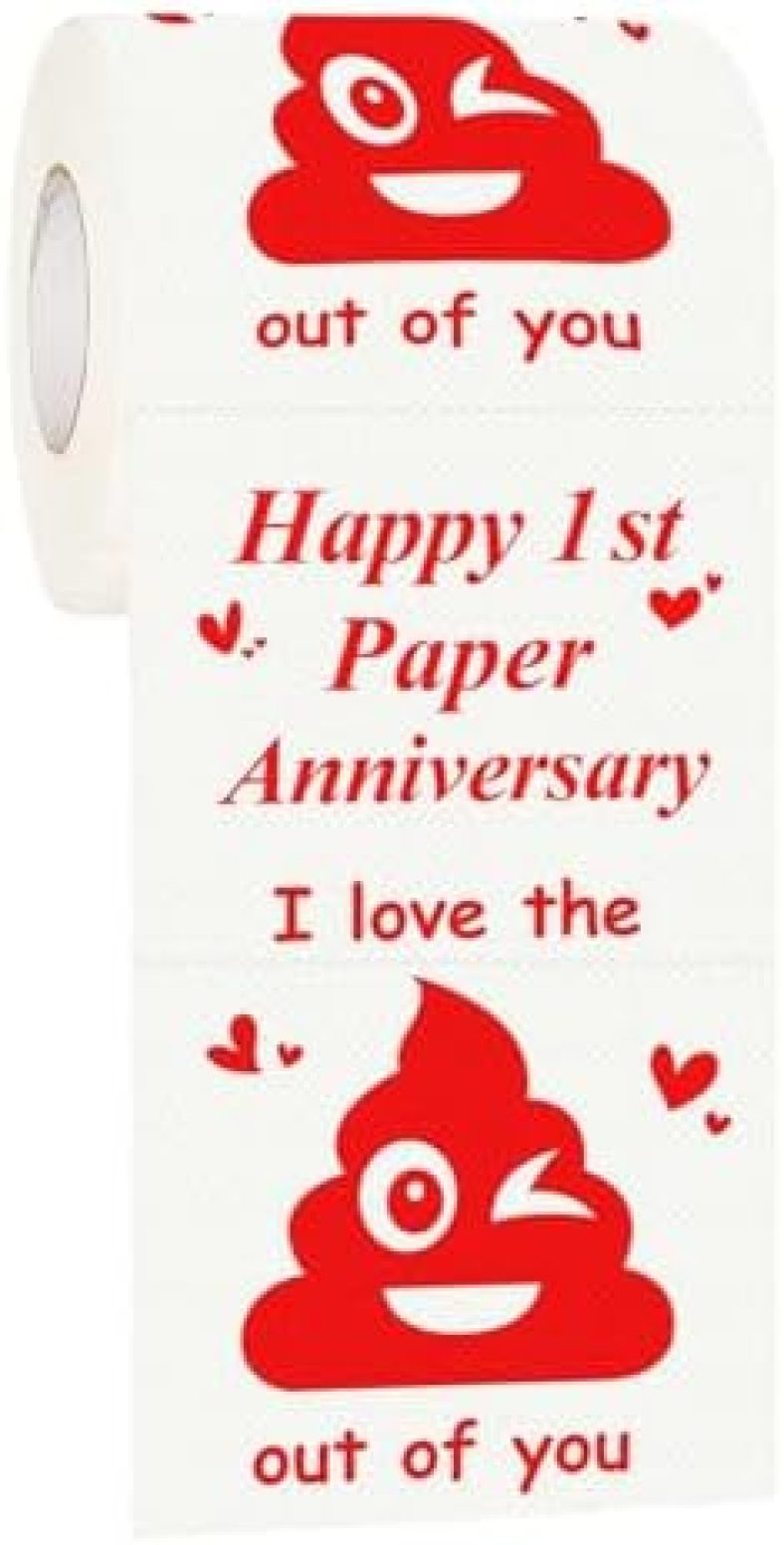 Happy Anniversary Toilet Paper Roll Funny 1st Anniversary for Men and Women Valentines Funny Novelty Wedding or Dating Anniversary Present for Him or Her Anniversary Party Decorations Supplies