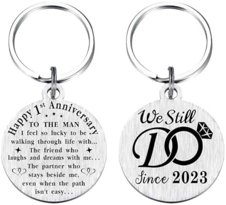 TANWIH First Wedding Anniversary Keychain Gifts for Husband Him, 1 Year Anniversary Decoration, We Still Do Since 2023, 1 Yr Anniversary for Men