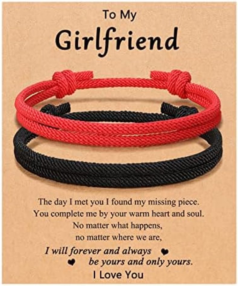 UNGENT THEM Adjustable Rope Couples Bracelets for Men, Boyfriend, Girlfriend, Soulmate, Husband, Wife – Anniversary Valentines Day Birthday Christmas Gift for Him and Her