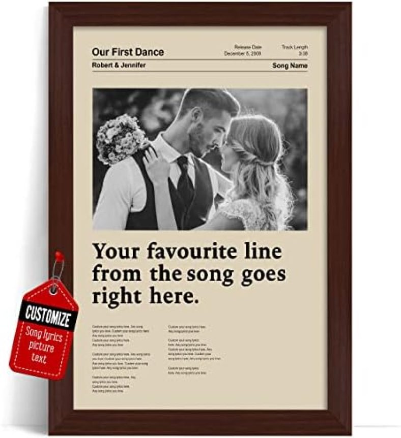 Customized Song Lyrics Music Posters – Couples Gifts for Her, Perfect Song Chords Couple One Year Anniversary, Home Decor Wedding Gifts for Couples Unique 2022 (Gifts for Husbands, Wife)