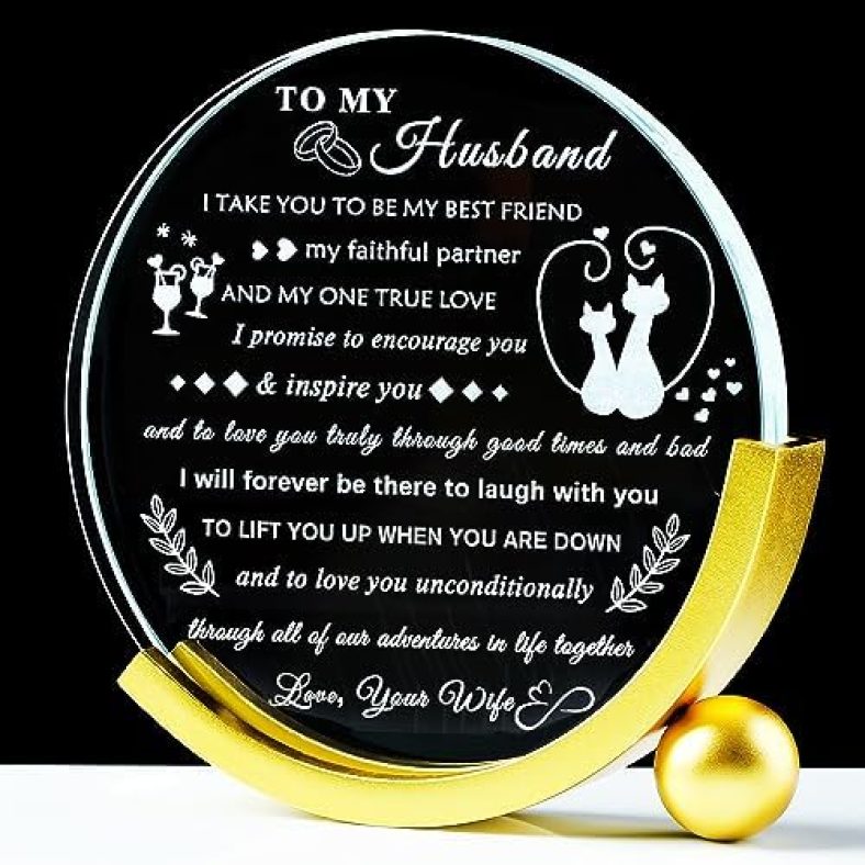 YWHL Gifts for Husband from Wife Birthday Gifts for Him Husband to My Husband Crystal keepsake Anniversary Valentines Present Romantic I Love You Husband Gifts on Christmas Wedding Fathers Day