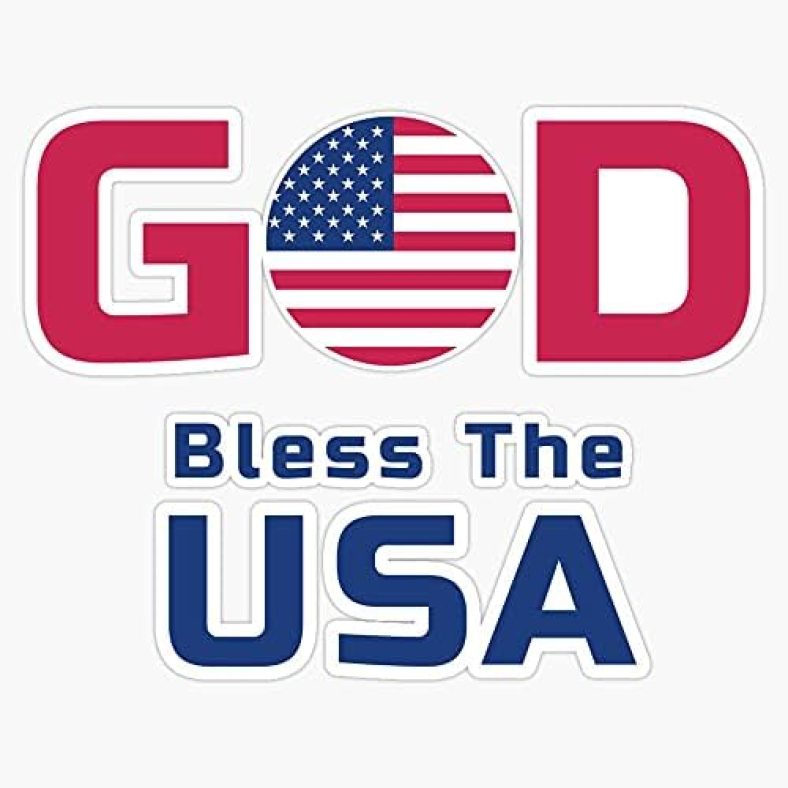 HOF Trading God Bless The USA Patriotic Vinyl Sticker Waterproof Decal Laptop Wall Window Bumper Sticker 5 inch (HOF-VETERAN-STICKERS-1074)