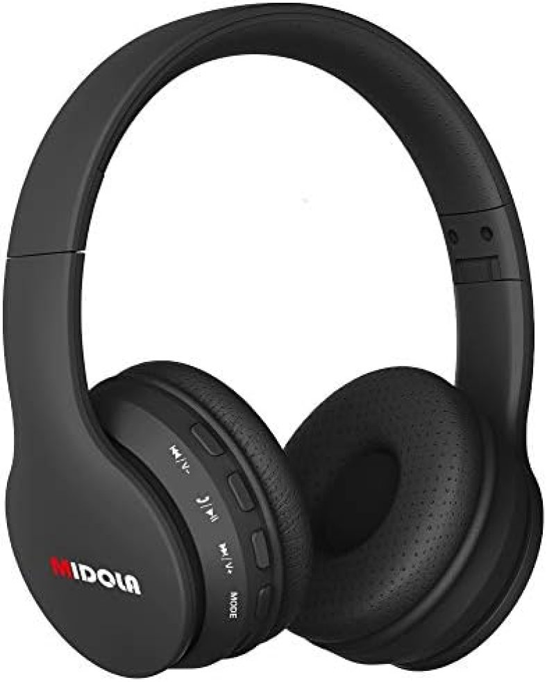 MIDOLA Headphones Bluetooth Wireless Kids Volume Limit 85dB /110dB Over Ear Foldable Noise Protection Headset AUX 3.5mm Cord Mic for Children Boy Girl Travel School Phone Pad Tablet PC Black