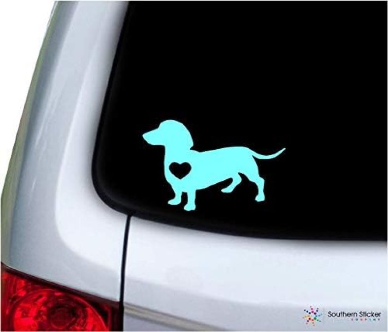 Southern Sticker Company Dachshund Heart Inside 3.9×6.1 inches Size Dog Canine Wiener Dog Decal Vinyl Laptop car Window Truck – Made and Shipped in USA (Mint)