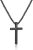 M MOOHAM Cross Necklace for Men, Silver Black Gold Stainless Steel Plain Cross Pendant Necklace for Men Box Chain 16-30 Inch