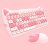 Cute Cat 2.4G USB Wireless Keyboard and Mouse Combo, Candy Color Soundless Keys, Gift for Girls and Kids, Compatible with Notebook, PC (Pink-84Keys)