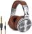 Over Ear Headphone, Wired Premium Stereo Sound Headsets with 50mm Driver, Foldable Comfortable Headphones with Protein Earmuffs and Shareport for Recording Monitoring Podcast PC TV- with Mic (Silver)