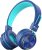 iClever BTH03 Kids Headphones, Colorful LED Lights Kids Bluetooth Headphones with MIC, 25H Playtime, Stereo Sound, Bluetooth 5.0, Foldable, Childrens Headphones on Ear for Study Tablet Airplane, Blue