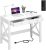 ChooChoo Computer Desk with USB Charging Ports and Power Outlets, 39″ White Desk with Drawers, Small Study Writing Table with Stable X Frame for Home Office