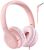 Kids Headphones Wired, Over-Ear Headphones for Kids Boys Teens Girls Adults, Volume Limiter 94dB & Adjustable Headband, Foldable Adjustable Headset for School Travel, 3.5mm Jack for iPad Tablet, Pink